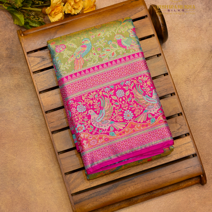 Semi pattu Meenakari-VSSP59B Green