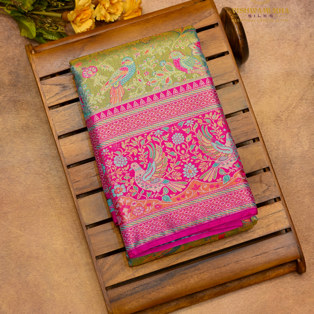 Semi pattu Meenakari-VSSP59B Green