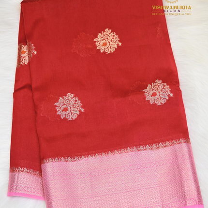 Chanderi Sarees-VSC35 (B)TamotaRed
