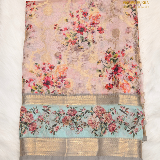 Semi Chiniya Silk Sarees-VSCS1E gray