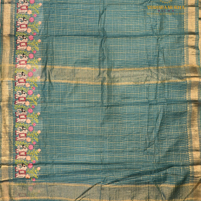 Chanderi saree-VSC30 Peacock Blue(2)