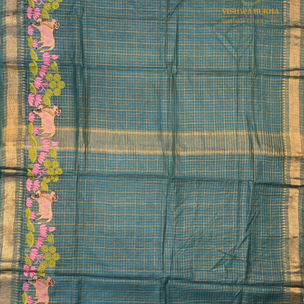 Chanderi saree-VSC27  Peacock blue (2)
