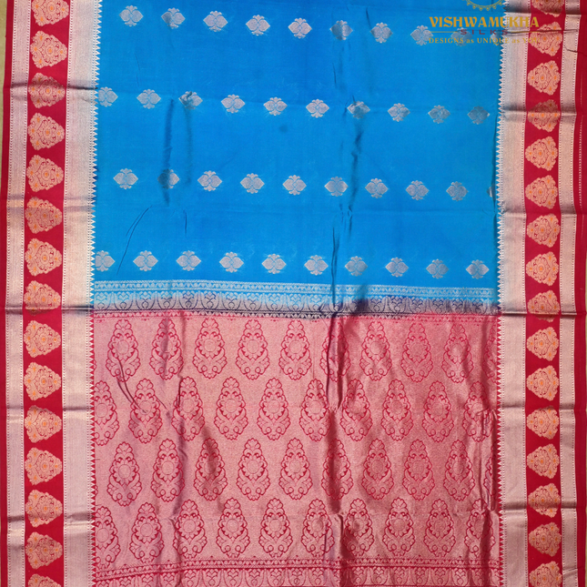 Semi Soft Pattu-VSSP48E sky blue