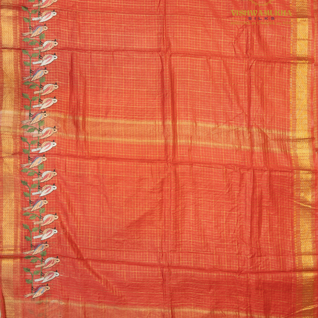 Chanderi saree-VSC34 Tomato (2)
