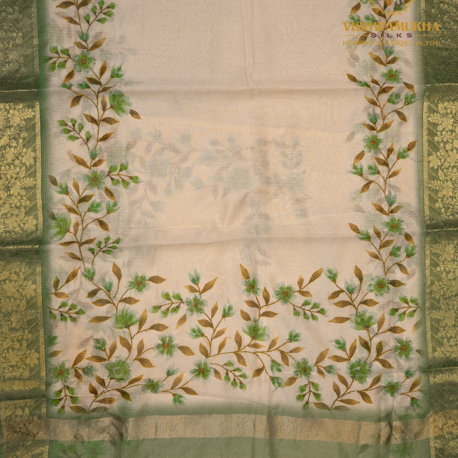 Chanderi Kantha Work-VSC7 Green