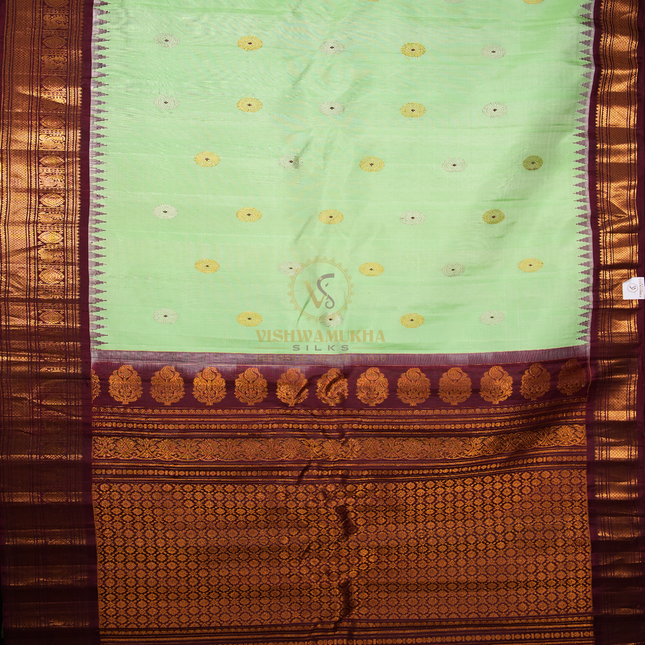 Light  Green Gadwal Pattu Sarees