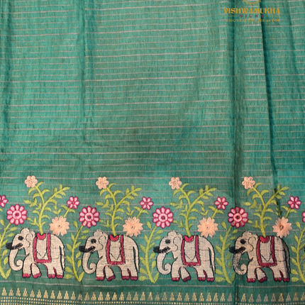Chanderi saree-VSC30 Peacock Blue(2)