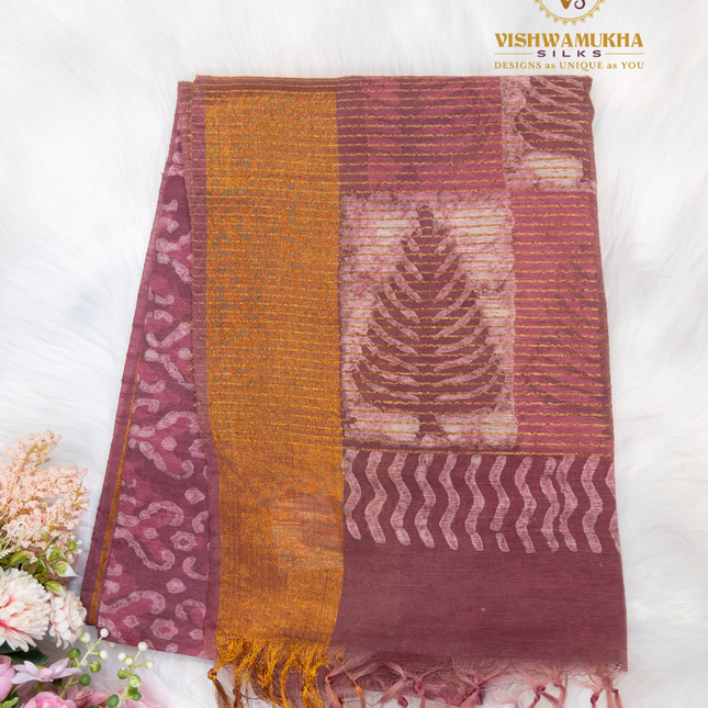 Chanderi Saree-VSC3 Wine