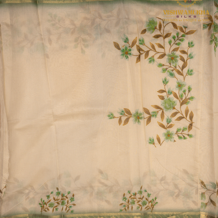 Chanderi Kantha Work-VSC7 Green