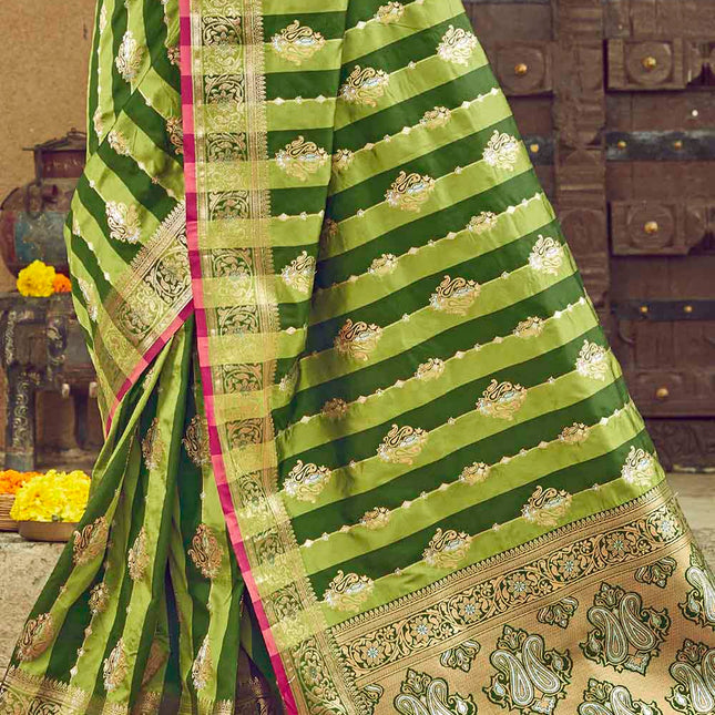 Pale Green Woven Banarasi Silk Saree