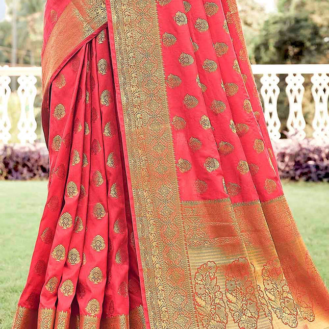 Fusia Pink Woven Zari Design Stylish Banarasi Silk Saree