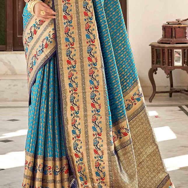 Majestic Royal Blue Woven Silk Banarasi Saree