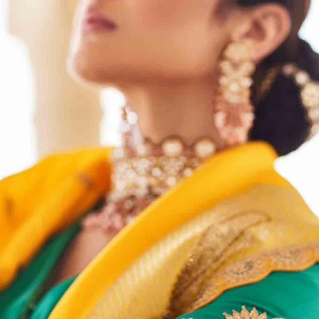 Yellow Woven Banarasi Silk Saree with Embroidered Blouse